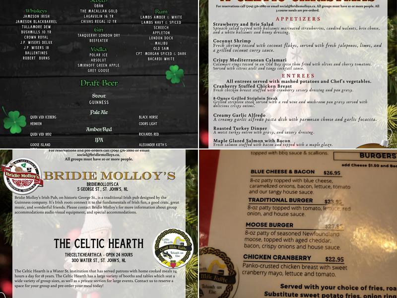 Bridie Molloy's Menu