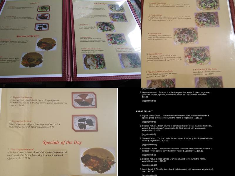 Afghan Restaurant Menu