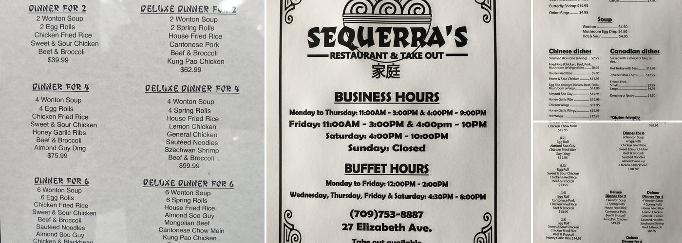 Sequerra's Restaurant Menu