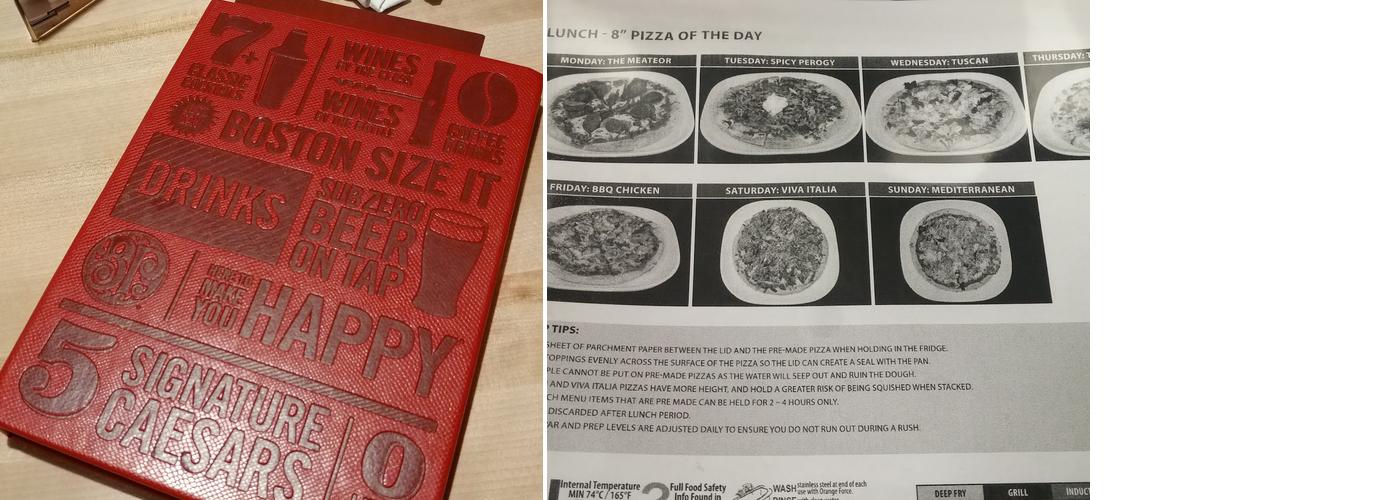 Boston Pizza Menu