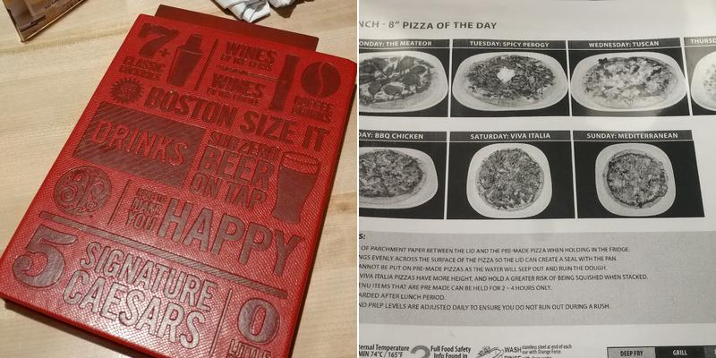 Boston Pizza Menu