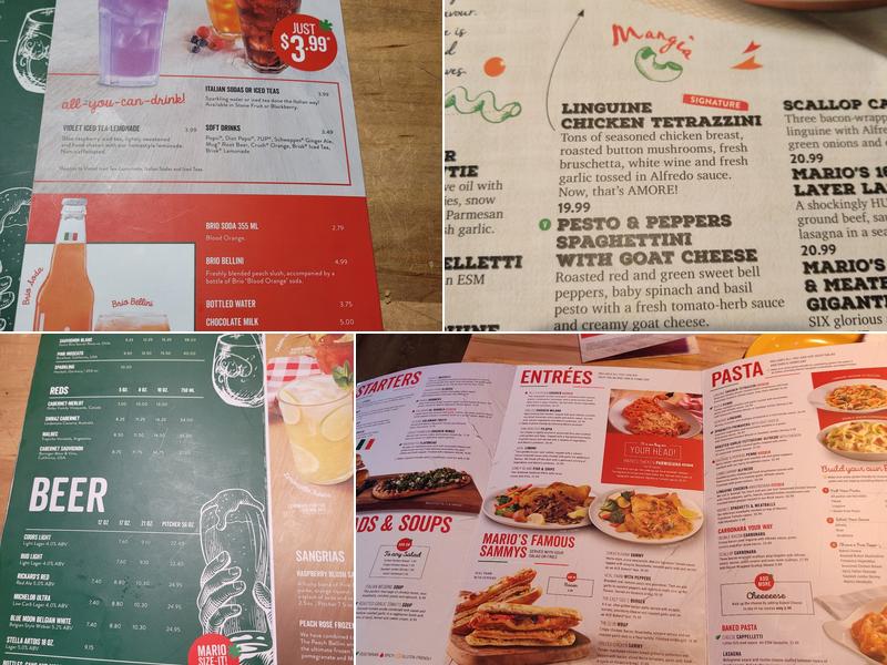 East Side Mario's Menu