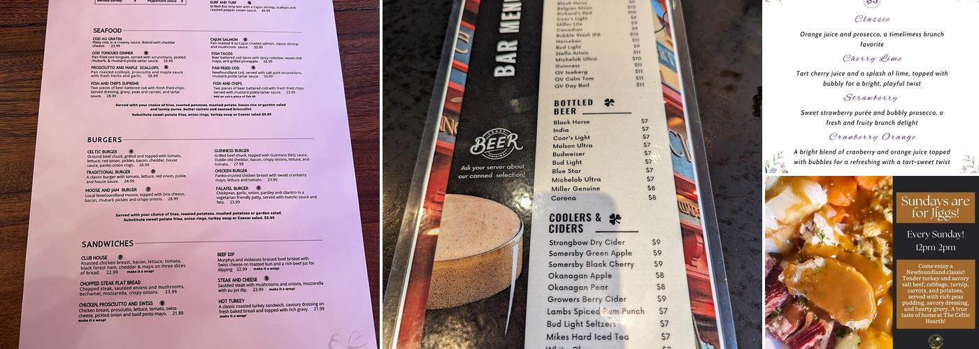 The Celtic Hearth Menu