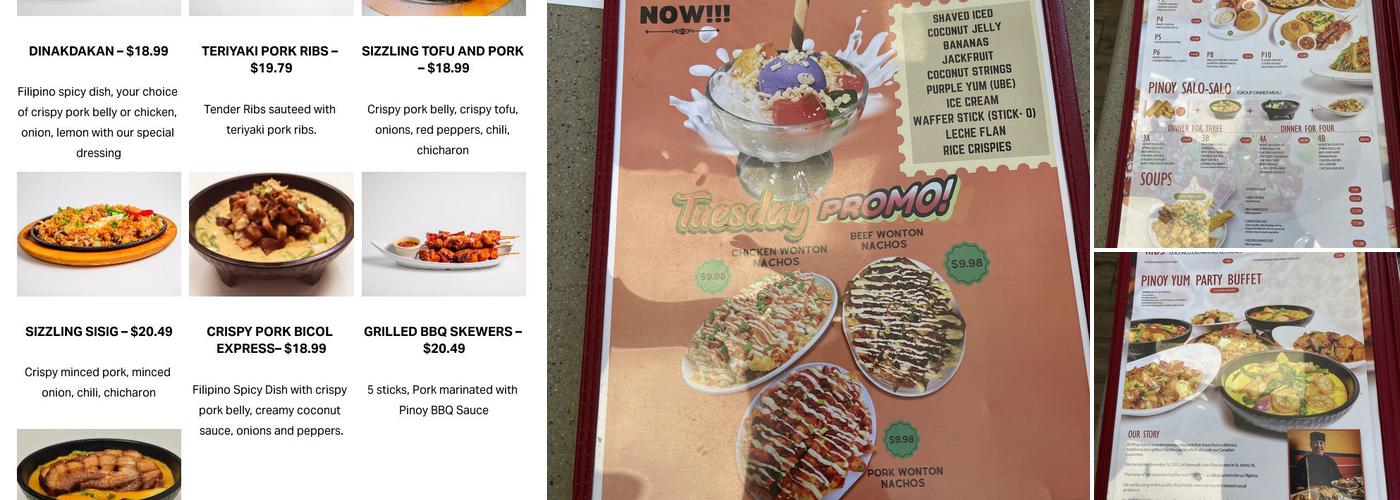 RJ Pinoy Yum Menu