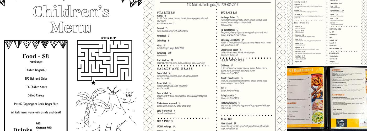 R & J Restaurant Menu