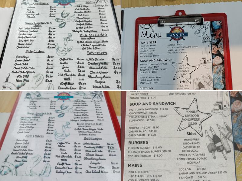 Annie's Harbour Restaurant Menu