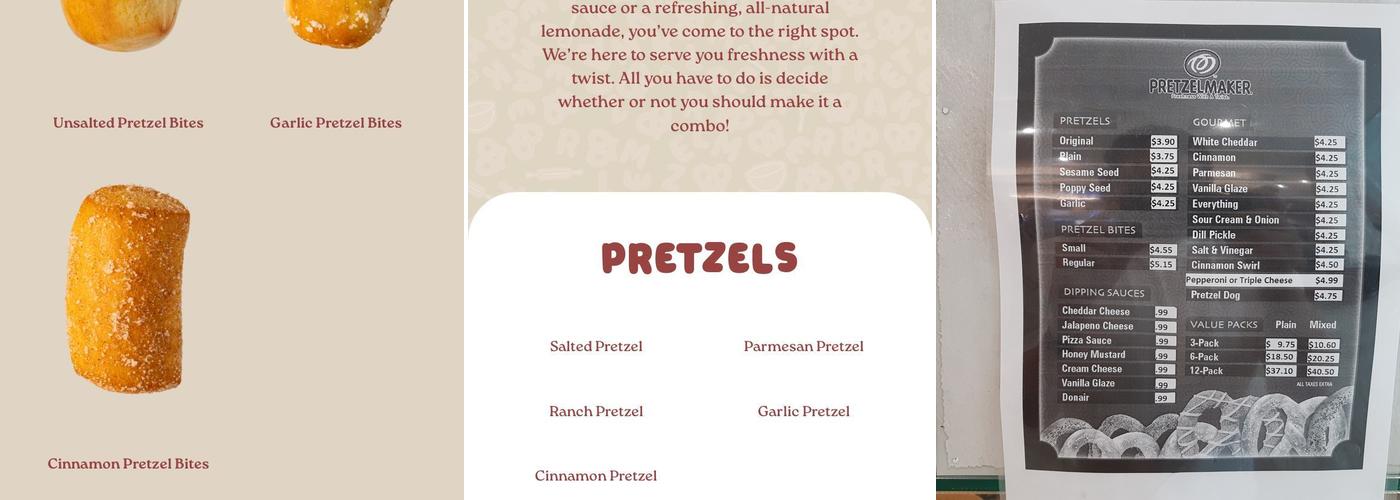 Pretzelmaker & Mrs Fields Menu