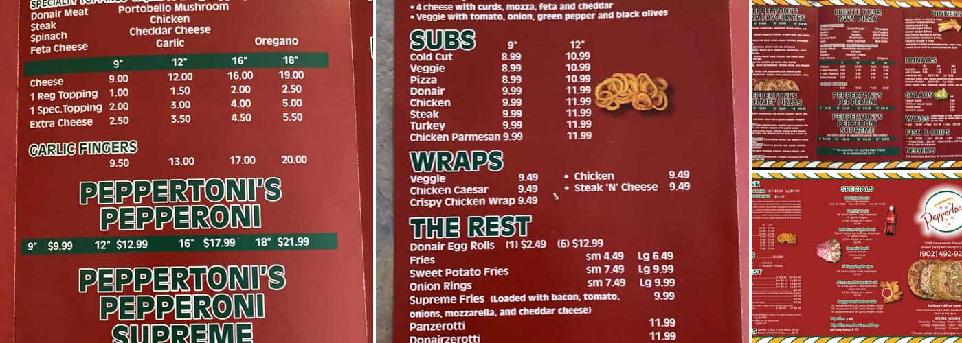 Peppertoni's Pizza Menu