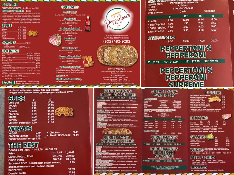 Peppertoni's Pizza Menu
