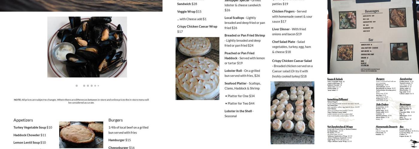 Sandpiper Menu