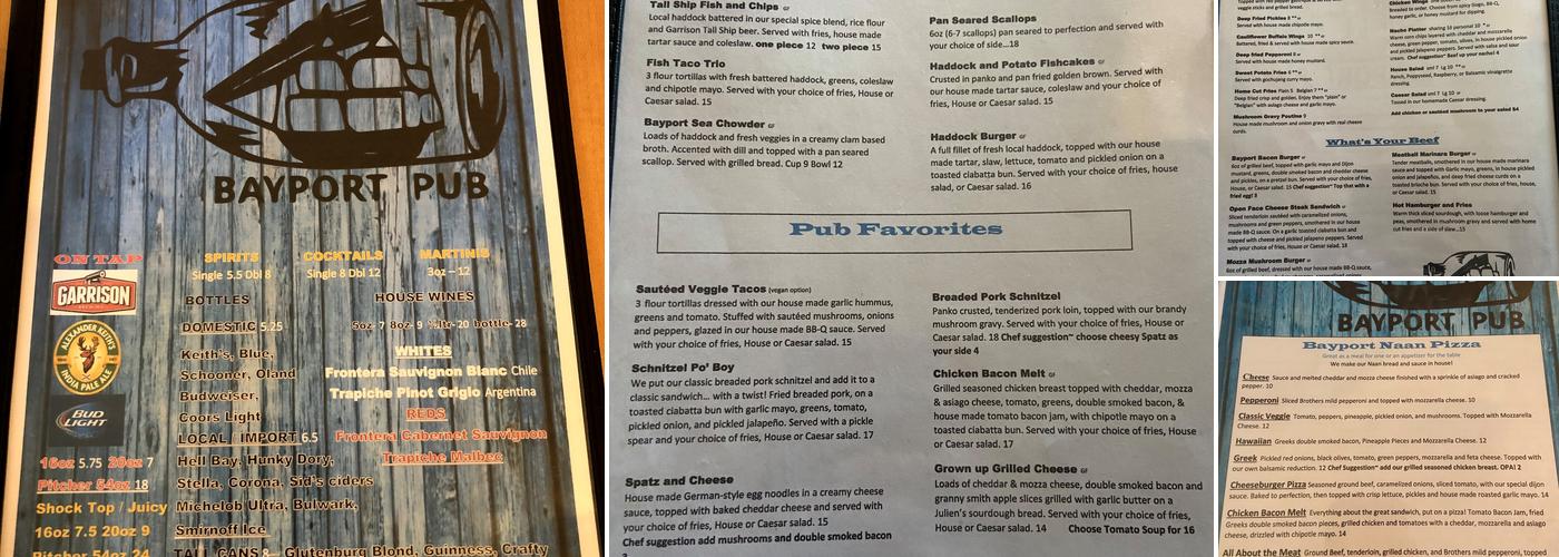 The Bayport Pub Menu