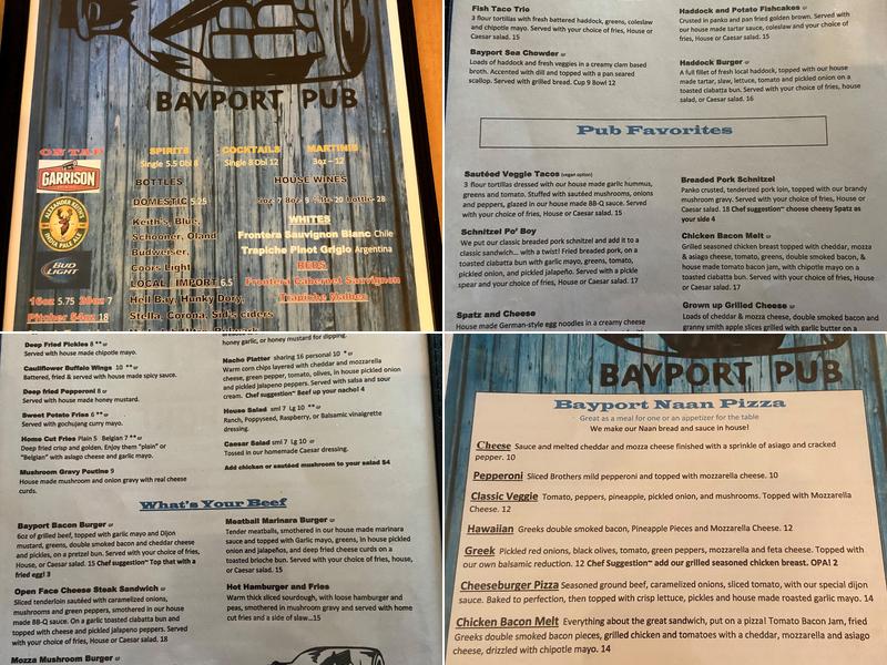 The Bayport Pub Menu