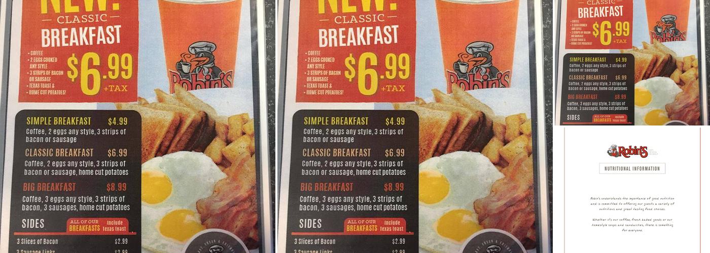 Robins Donuts Menu