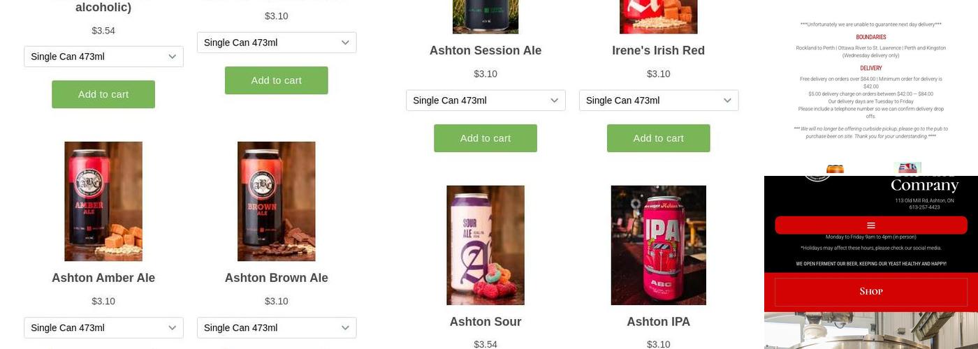 Ashton Brewing Company Menu