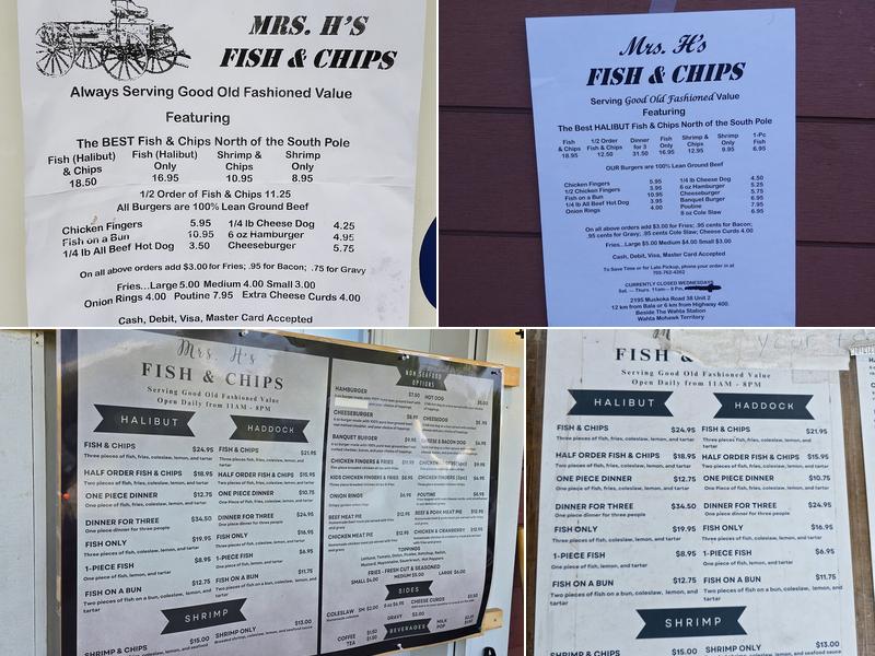 Mrs. H's Fish & Chips Menu