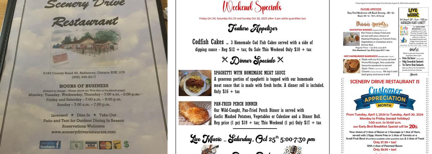 Scenery Drive Restaurant Menu