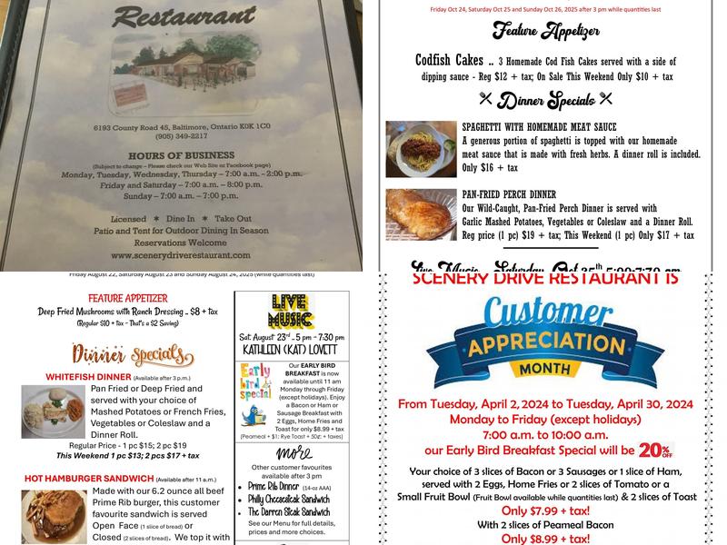 Scenery Drive Restaurant Menu