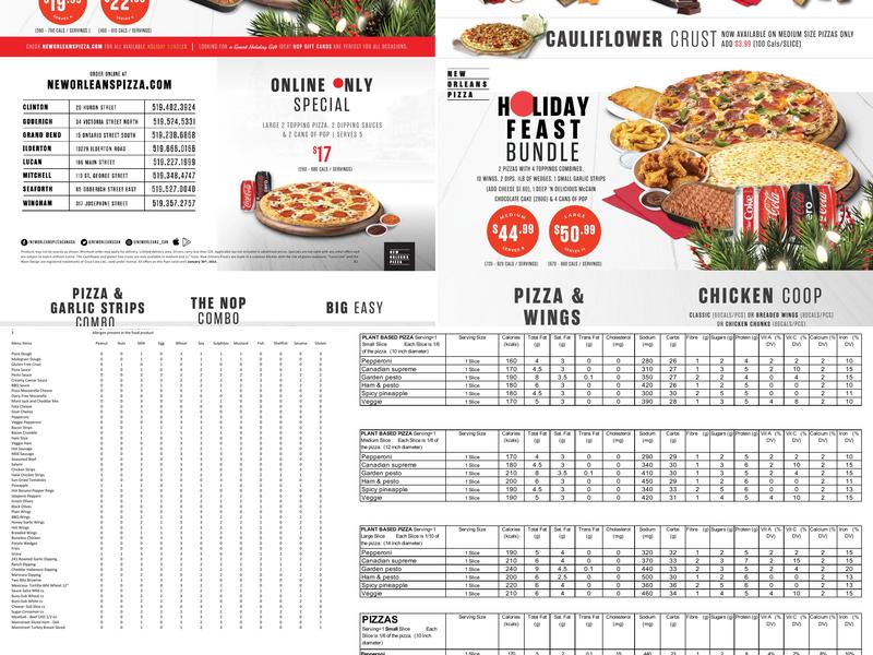 New Orleans Pizza Menu