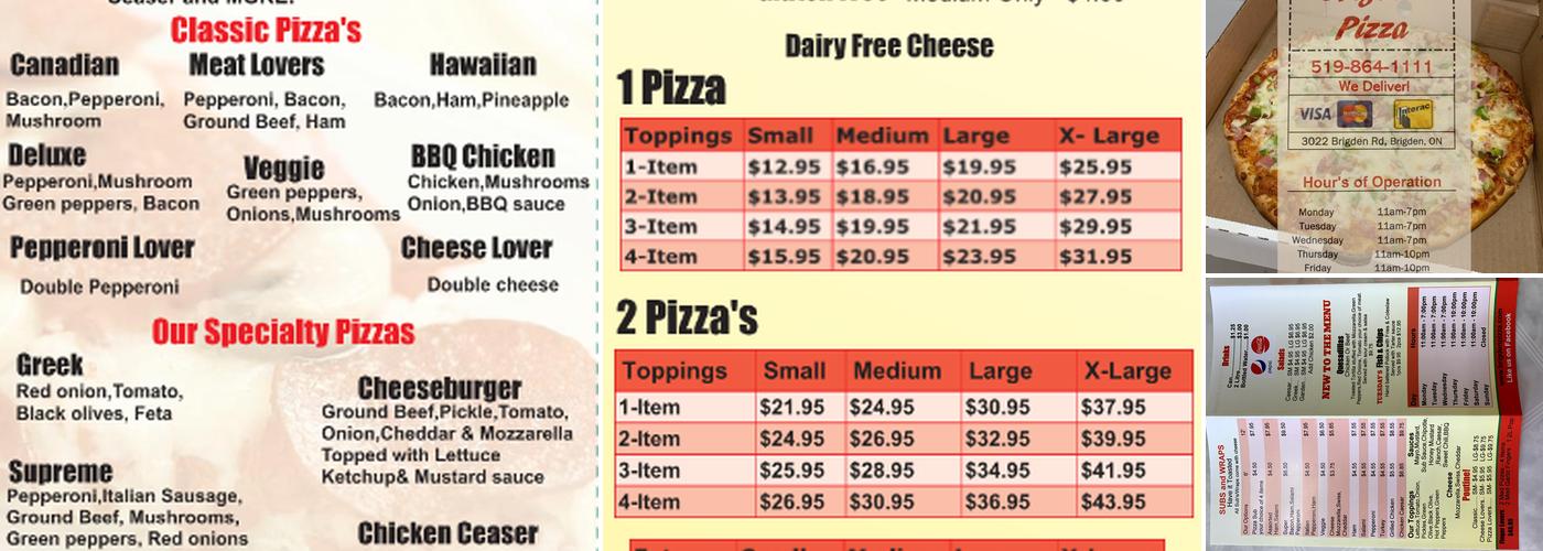 Brigden Pizza Menu
