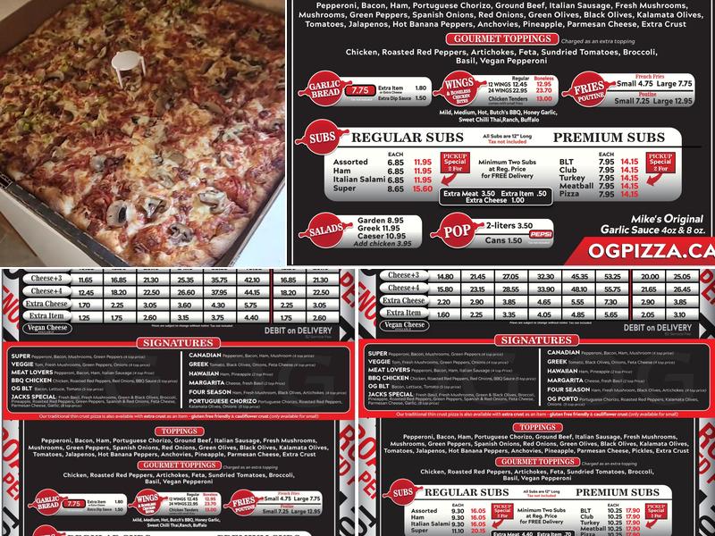 Original Guys Pizza Pies - OG Pizza (Cottam) Menu