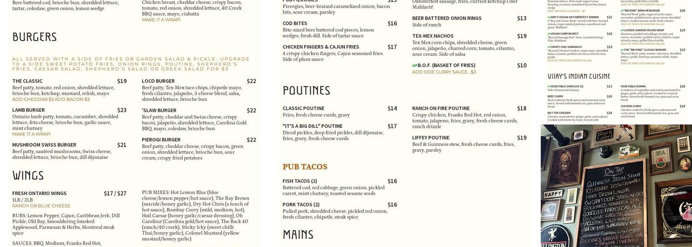 Shepherd's Pub Menu