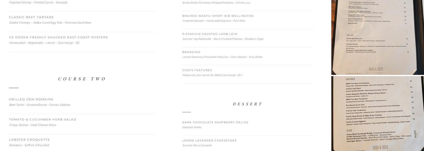 Root & Bone Menu