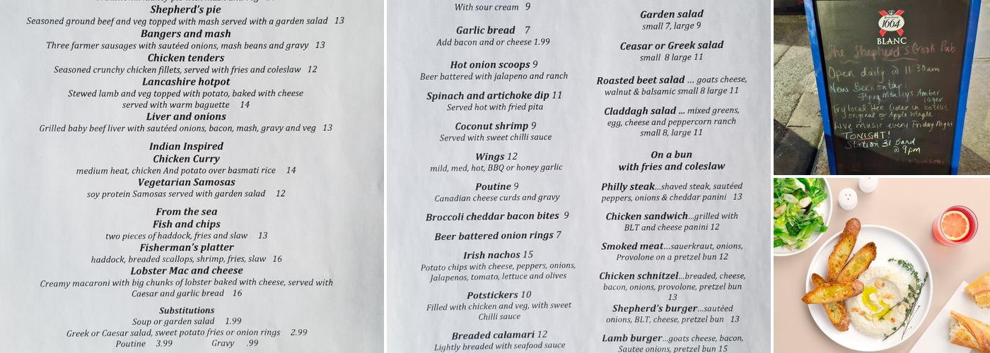 Shepherd's Crook Menu