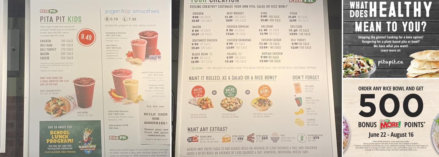 Pita Pit Menu