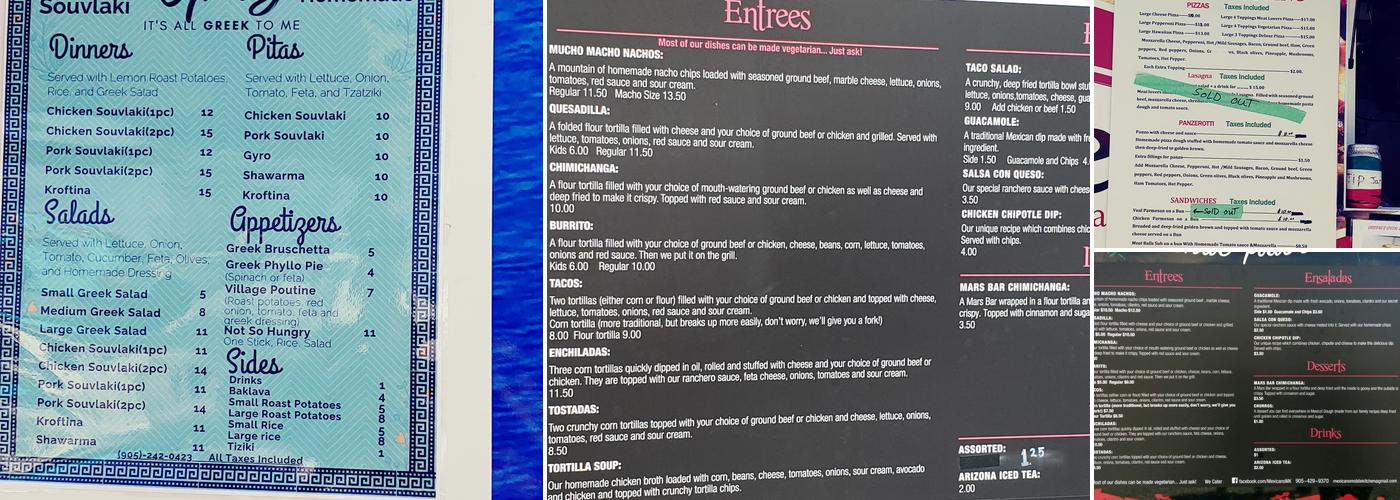Mexicano Mobile Kitchen Menu