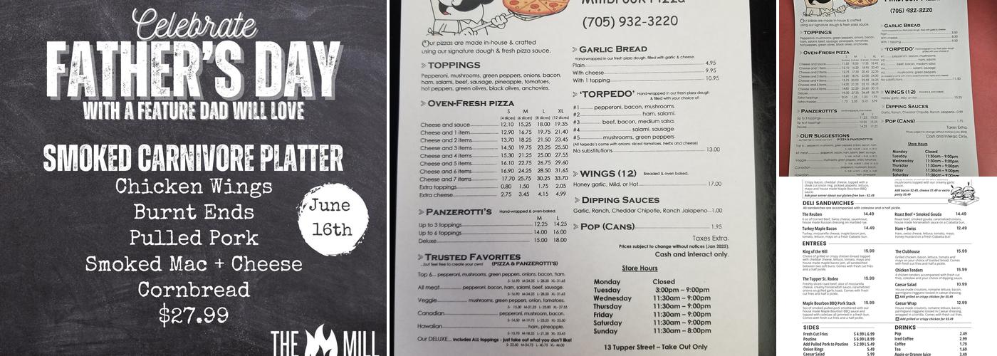Millbrook Pizza Ltd. Menu
