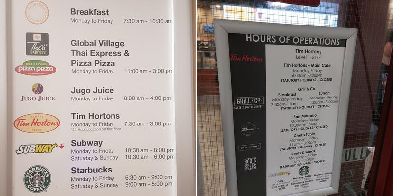 Tim Hortons Menu