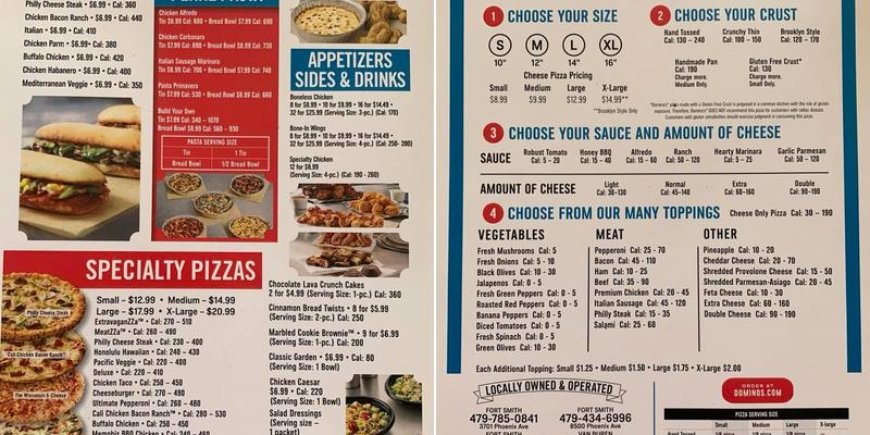 Domino's Pizza Menu