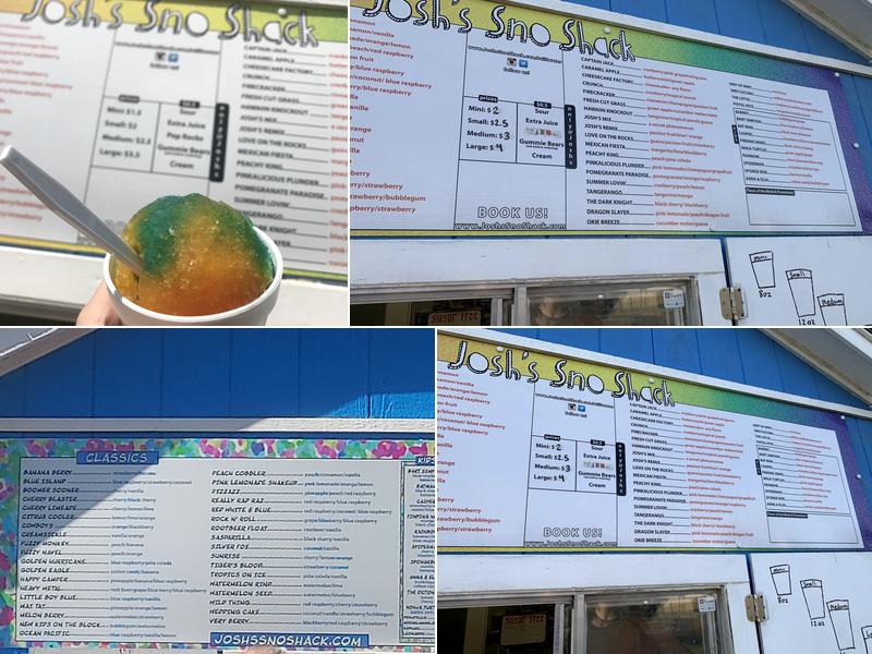 Josh's Sno Shack Menu