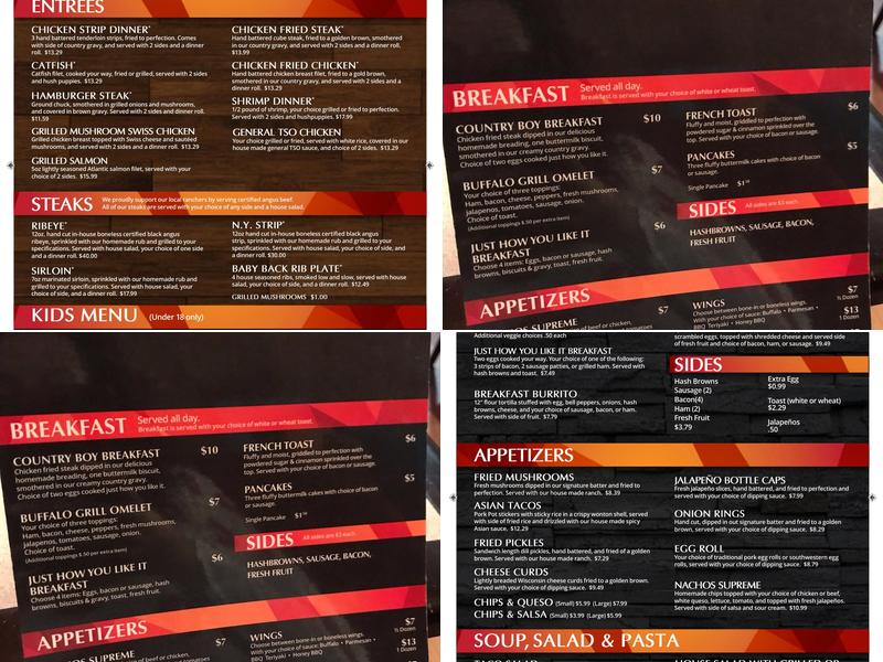 Buffalo Grill and Lounge Menu