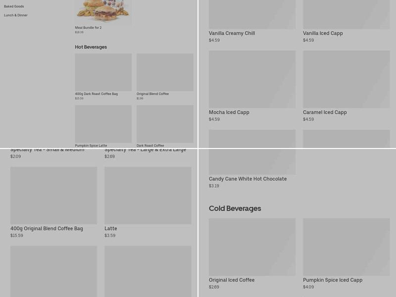 Tim Hortons Menu