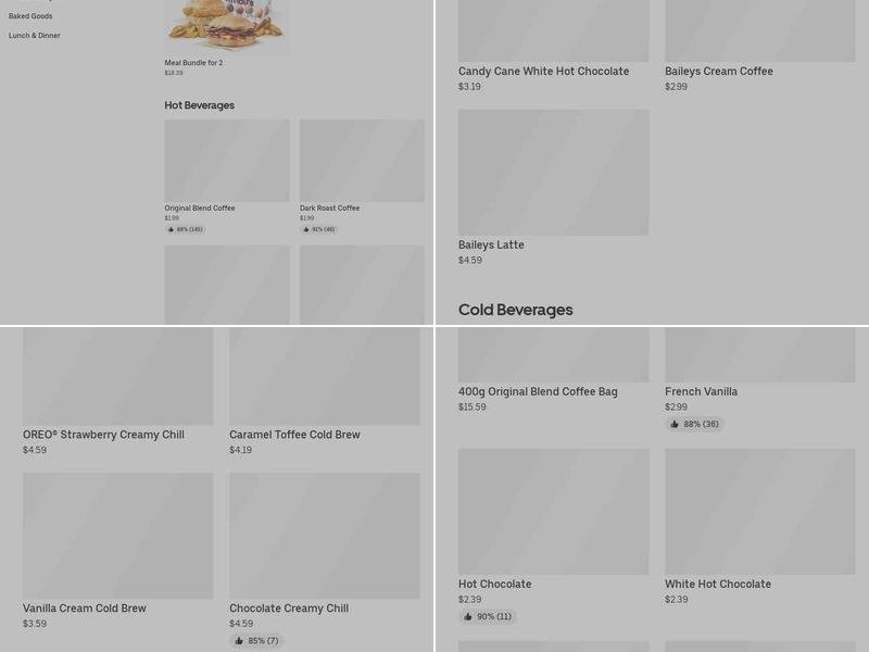 Tim Hortons Menu