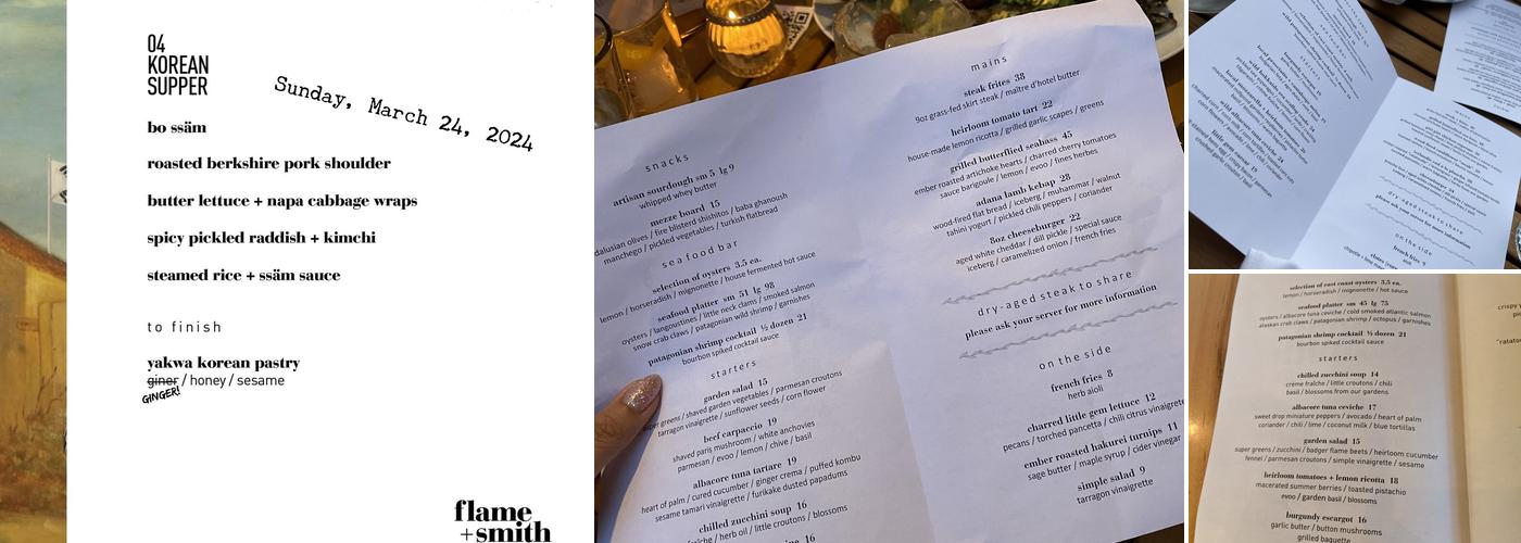 Flame + Smith Menu