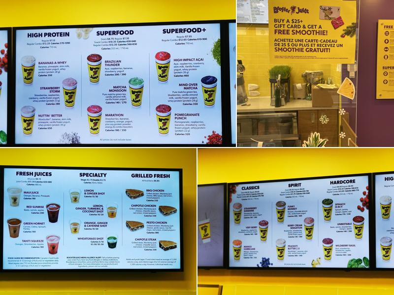 Booster Juice Menu