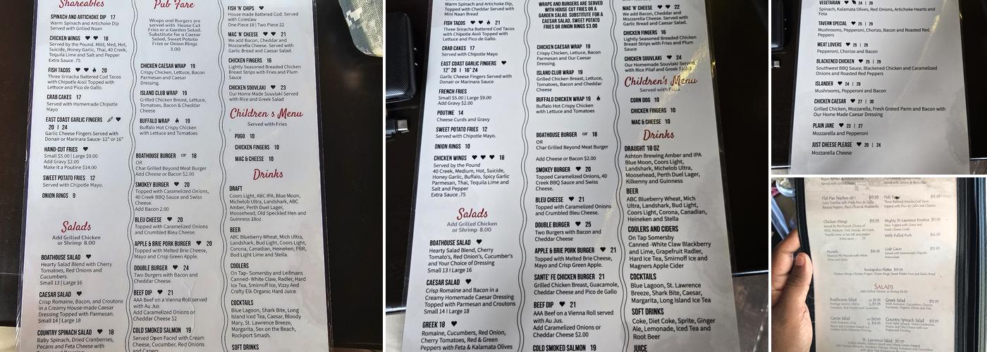 Cornwall's Pub Menu