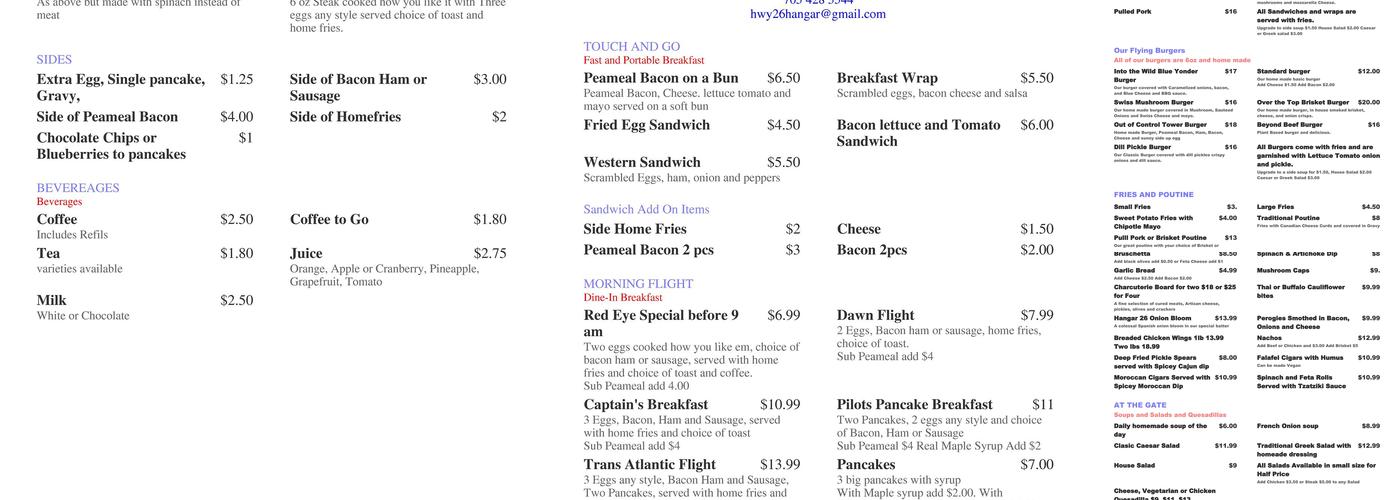 Hangar 26 Menu