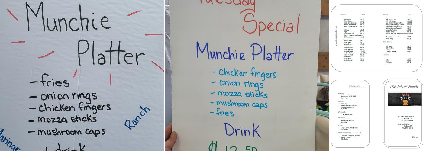 Silver Bullet Menu