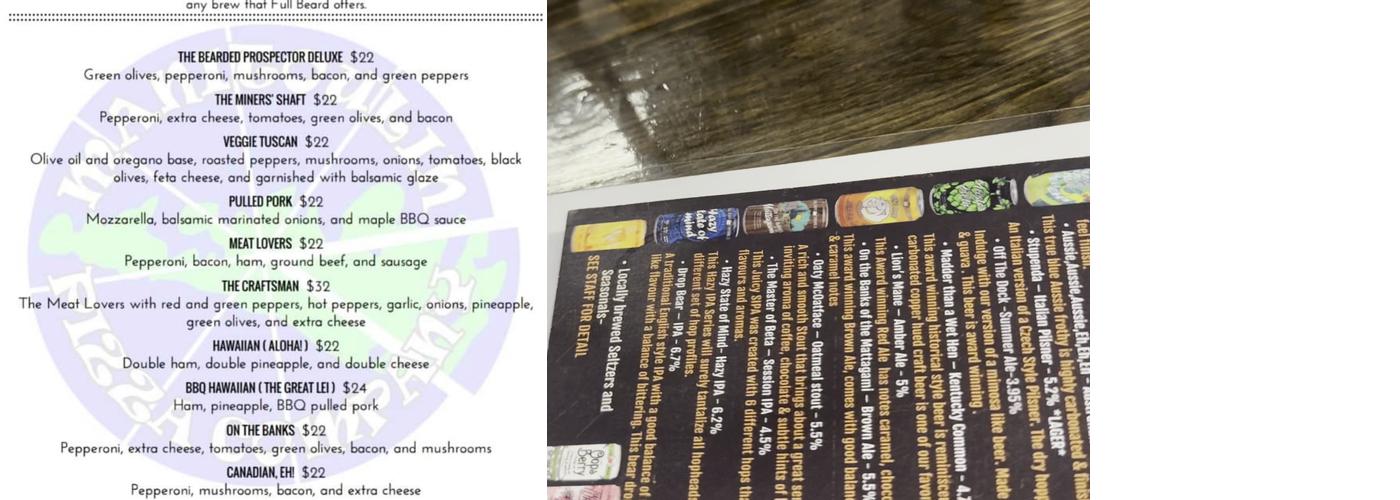 Full Beard Brewing Co. Menu