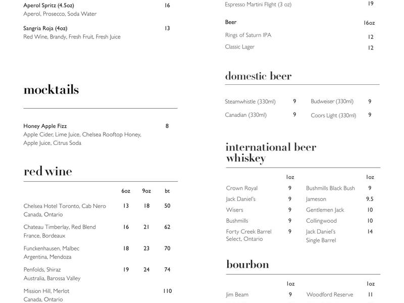 Elm Street Bar & Lounge Menu