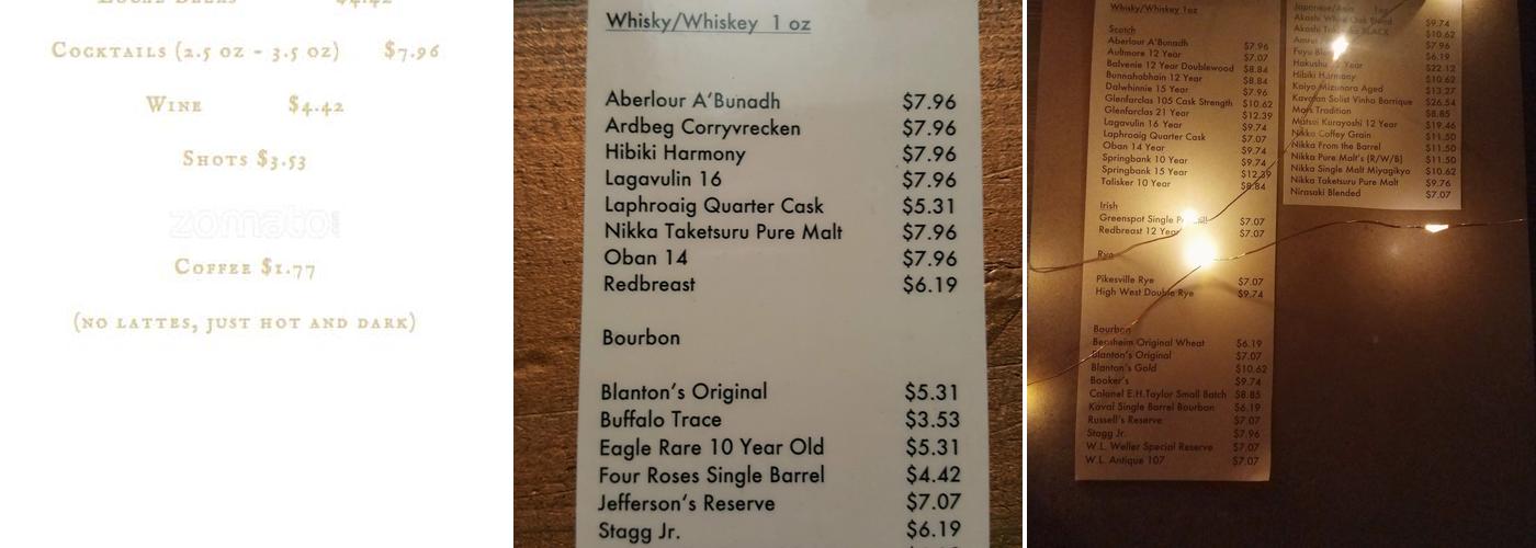 Bathurst Local Menu
