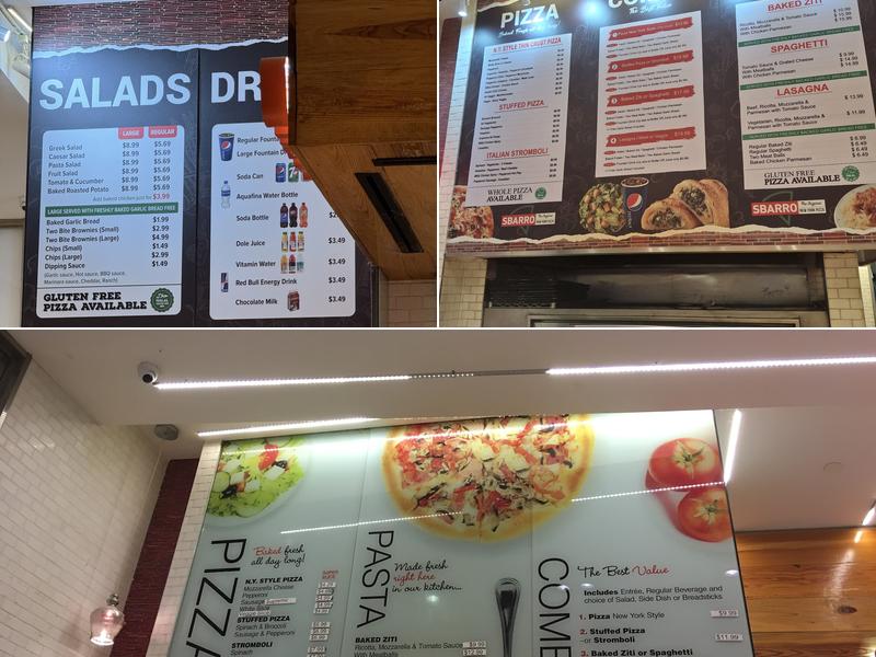 Sbarro Menu