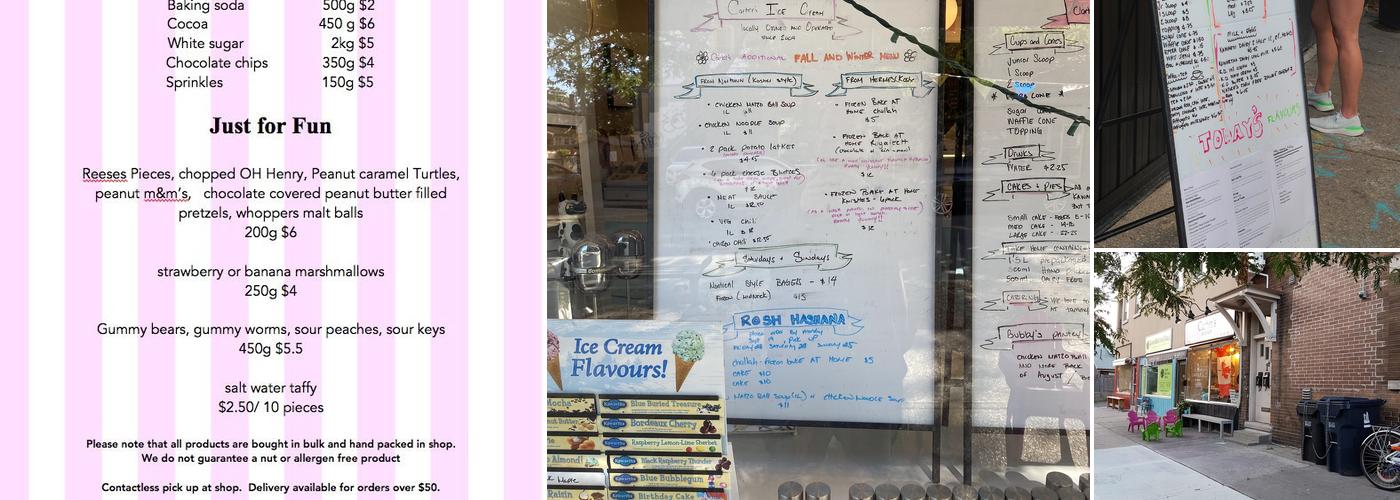 Carter's Ice Cream Menu