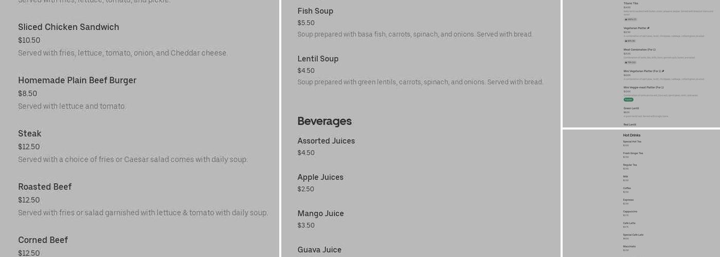 Zema Lounge & Bar Menu