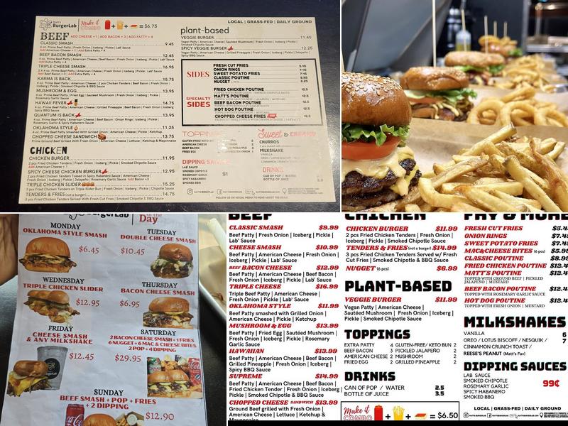 Matt’s Burger Lab Menu