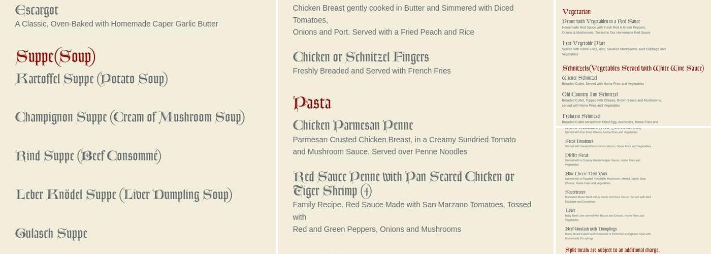 Old Country Inn Menu