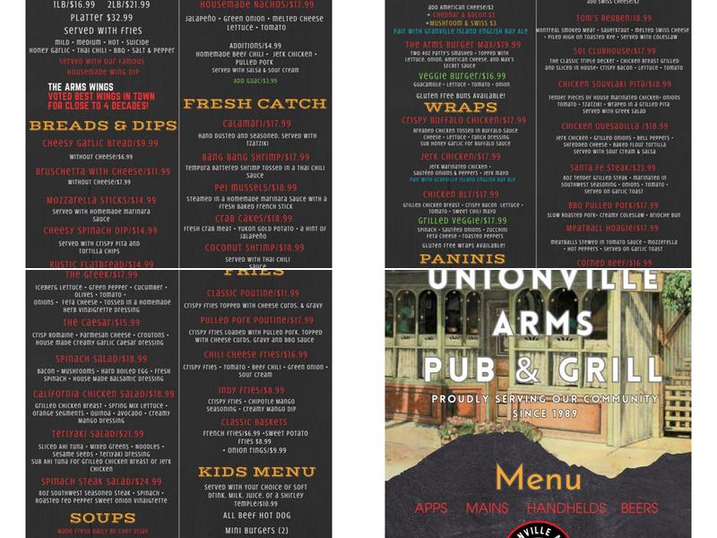 Unionville Arms Pub & Grill Menu